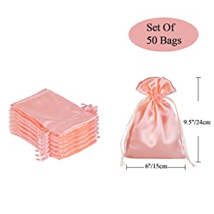 Tamaño: Nuestros bolsos del satén con el lazo son tamaño en 6 x 9,5 pulgadas/el 15x24cm