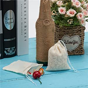 Bolsas de cordón de algodón, bolsas de muselina de algodón, bolsa de algodón, bolsas reutilizables, bolsa de joyería, bolsas de sachet de regalo 8