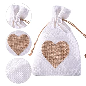 Sacos de yute natural de arpillera con cordón, bolsa de dulces para joyería, bolsas de regalo para recuerdo de fiesta de boda de Navidad 4