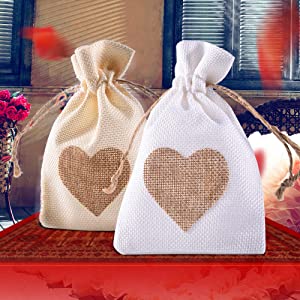 Sacos de yute natural de arpillera con cordón, bolsa de dulces para joyería, bolsas de regalo para recuerdo de fiesta de boda de Navidad 6