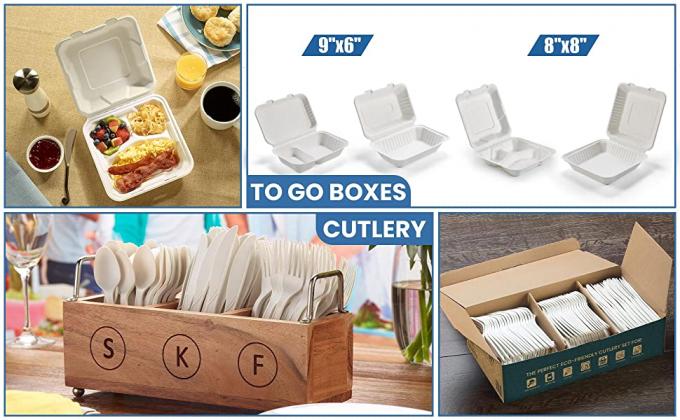 La cubierta abonable saca los envases de comida, bagazo disponible natural, respetuoso del medio ambiente, Sugar Cane Fibers 1