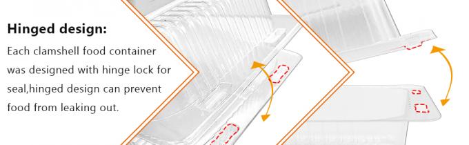 El paquete plegable con bisagras cubierta de la ensalada de la ampolla, envase de la preparación de la comida del compartimiento hermético se lleva la fiambrera 6