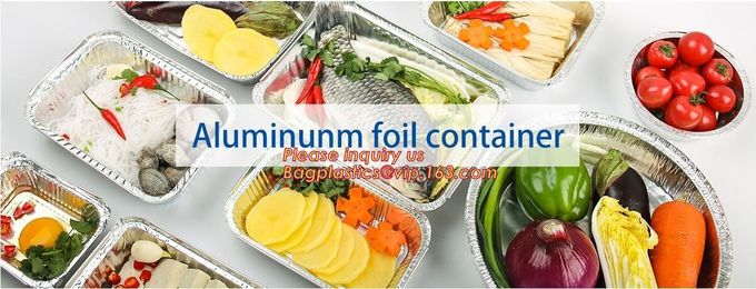 El rectángulo formó las tapas de aluminio disponibles/sin de Pan Take-Out Food Containers With del papel de aluminio la tapa 4