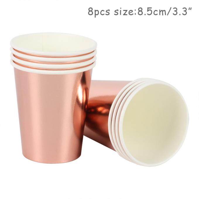 Tazas del partido del oro, tazas de café disponibles con las tapas - tazas calientes aisladas a ir - tazas de lujo 12 de papel del brillo