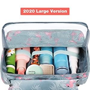 Organizador cosmético de Skincare del maquillaje del viaje, bolso del artículo de tocador, petate plegable, compartimientos múltiples del almacenamiento 22