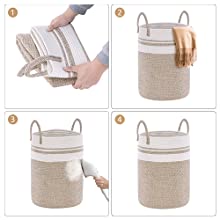 Cestos del lavadero, cesta de organización, organizador For Toy Collection, cesta del almacenamiento de compartimiento del almacenamiento de la lona 5