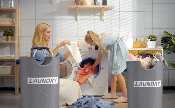 Mejor carro de lavadero sucio de la cesta de lavadero del cesto que se lava con la manija, almacenamiento fácil plegable de la cesta de lavadero 19