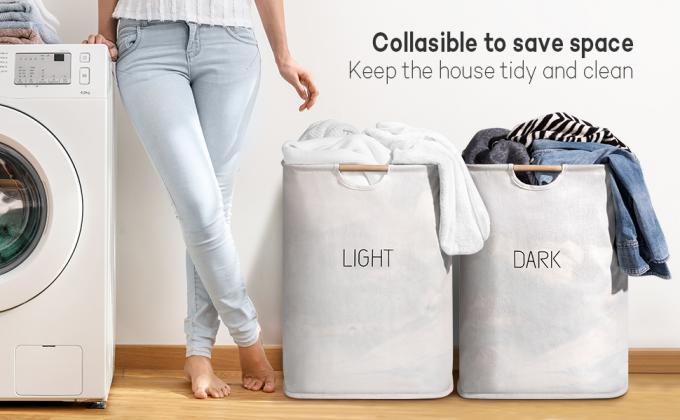 Cestas de lavadero con Carry Handles fácil, cesto, compartimientos que se lavan plegables, cuarto de baño del lavadero de la familia 12
