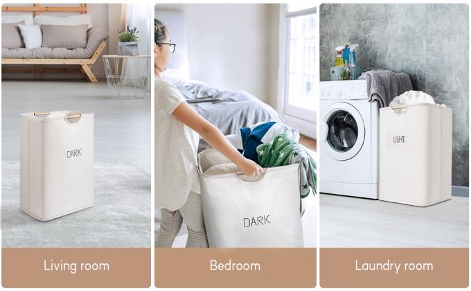 Cestas de lavadero con Carry Handles fácil, cesto, compartimientos que se lavan plegables, cuarto de baño del lavadero de la familia 18