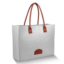 Las compras reutilizables de Eco de los bolsos de ultramarinos empaquetan grande hecho por la producción sentida de la tela empaquetan el viaje elegante Tote Bag Gray 8