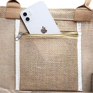 Bolsillo con cremallera interno de Tote Bag Full Gusset With del yute de Tote Bags Bulk Laminated Interior de la arpillera, DIY Art Crafts 2
