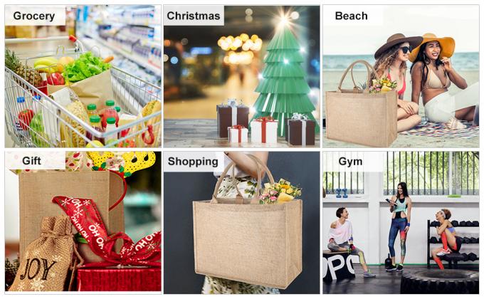 Bolsillo con cremallera interno de Tote Bag Full Gusset With del yute de Tote Bags Bulk Laminated Interior de la arpillera, DIY Art Crafts 6