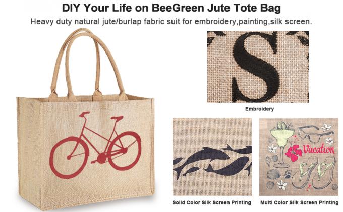 Bolsillo con cremallera interno de Tote Bag Full Gusset With del yute de Tote Bags Bulk Laminated Interior de la arpillera, DIY Art Crafts 5