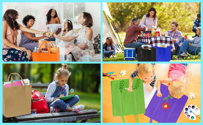 El totalizador no tejido del ultramarinos de la tela, reforzó las compras grandes resistentes de la manija, bolsos reutilizables de la caja de la cocina 3