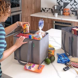 El totalizador no tejido del ultramarinos de la tela, reforzó las compras grandes resistentes de la manija, bolsos reutilizables de la caja de la cocina 10