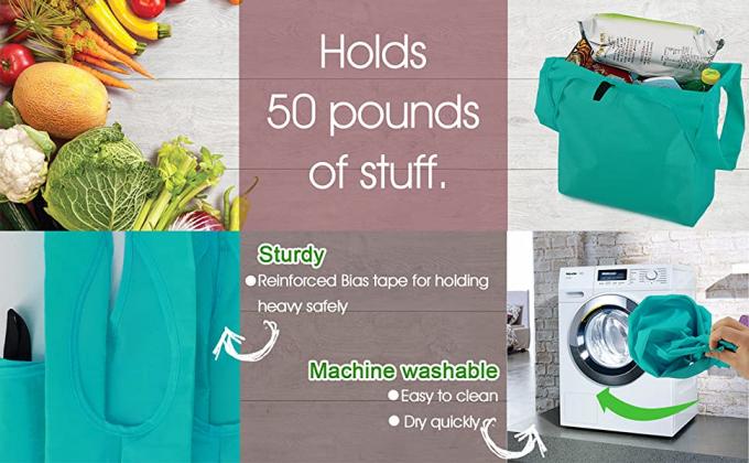 La manija masa grande que lo normal empaqueta los bolsos que hacen compras reutilizables del plegamiento plegable lavable reutilizable, ultramarinos con el portador de la cremallera 3