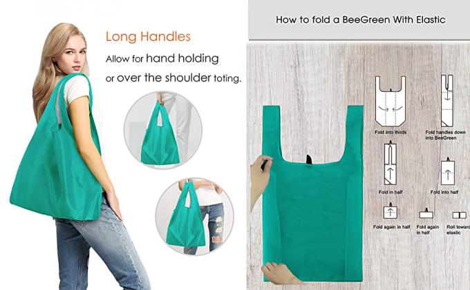 La manija masa grande que lo normal empaqueta los bolsos que hacen compras reutilizables del plegamiento plegable lavable reutilizable, ultramarinos con el portador de la cremallera 4