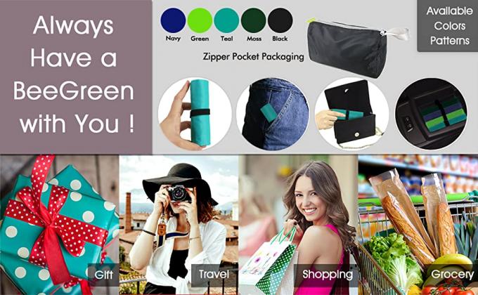 La manija masa grande que lo normal empaqueta los bolsos que hacen compras reutilizables del plegamiento plegable lavable reutilizable, ultramarinos con el portador de la cremallera 5