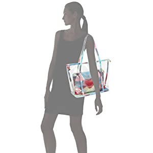 Las mujeres empaquetan, los bolsos del estadio, PVC Tote Bag, bolso, bolso del papel de regalo del festival, bolso cosmético del almacenamiento de la manija 11