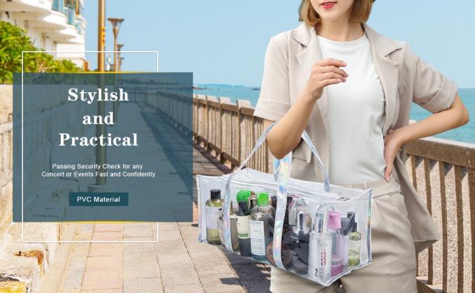 Bolso del almacenamiento del artículo de tocador del maquillaje del viaje del PVC, capacidad grande Tote Bag, organizador cosmético Bag de la ropa 0