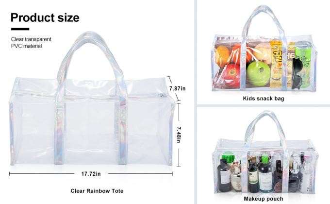 Bolso del almacenamiento del artículo de tocador del maquillaje del viaje del PVC, capacidad grande Tote Bag, organizador cosmético Bag de la ropa 3
