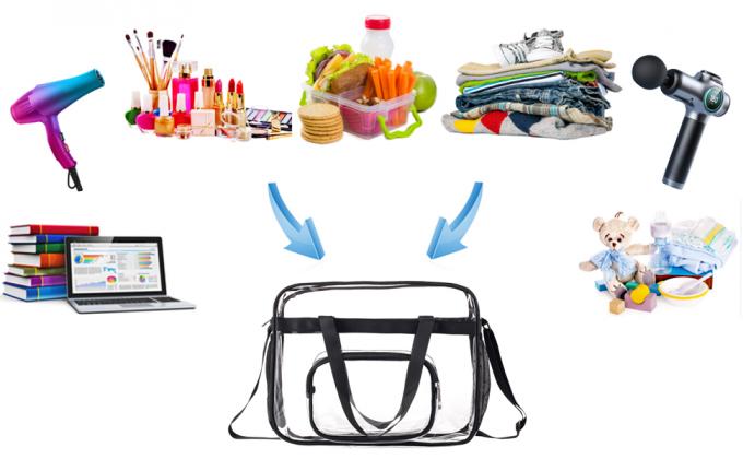Los bolsos claros, estadio aprobado, ven a través de Tote Bag, correa de hombro, bolso transparente grande 8