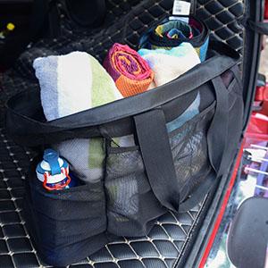 Mesh Beach Bags Totes, bolsillos de la extra grande, petate grande de gran tamaño, bolsos netos, bolsillos de la producción del ultramarinos 5