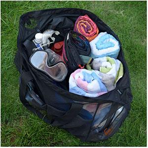 Mesh Beach Bags Totes, bolsillos de la extra grande, petate grande de gran tamaño, bolsos netos, bolsillos de la producción del ultramarinos 6