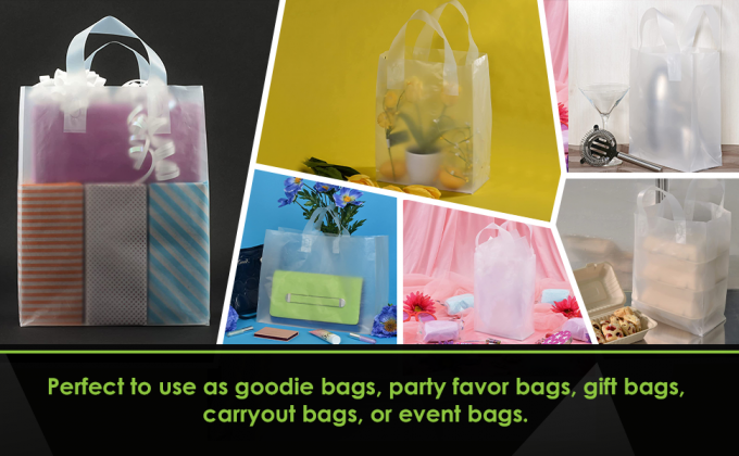 Manijas del lazo, bolsos de compras con la parte inferior de la cartulina del escudete, bolsos al por menor helados de la mercancía, regalos, boutiques 1