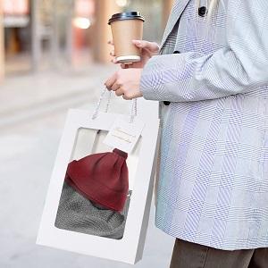 El cuadrado de las bolsas de papel de Kraft empaqueta, bolsa de papel gruesa con la ventana para la boda, partido, cumpleaños, compras, flor empaqueta 5