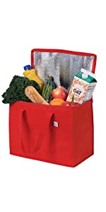 VENO aisló los bolsos de ultramarinos, bolsos de ultramarinos rojos, bolso aislado, bolso aislado de la entrega de la comida