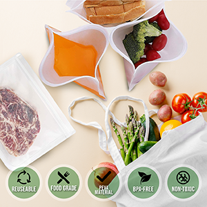 PEVA, silicón, bolsos que se puede volver a sellar de la comida del congelador del almacenamiento reutilizable, envase hermético del almuerzo del Zip lockk de la prueba del escape 3