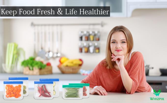 PEVA, silicón, bolsos que se puede volver a sellar de la comida del congelador del almacenamiento reutilizable, envase hermético del almuerzo del Zip lockk de la prueba del escape 15