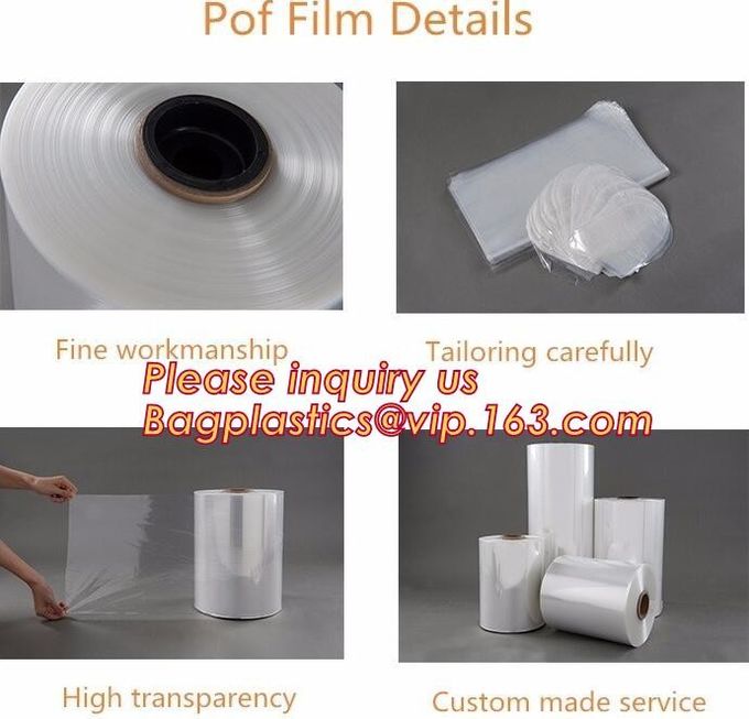 El PE encoge el blanco los 4m los x 50m 210um, plástico de embalar automático del calor de la película de POF, paquete de película encogible de encogimiento de la etiqueta de la categoría alimenticia POF 11 de la película