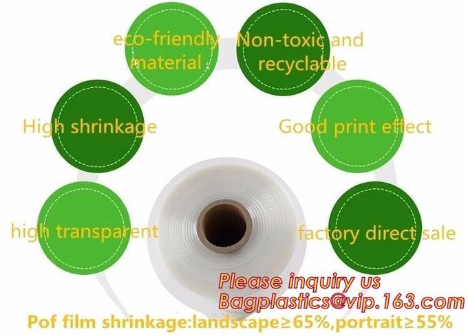 El PE encoge el blanco los 4m los x 50m 210um, plástico de embalar automático del calor de la película de POF, paquete de película encogible de encogimiento de la etiqueta de la categoría alimenticia POF 13 de la película